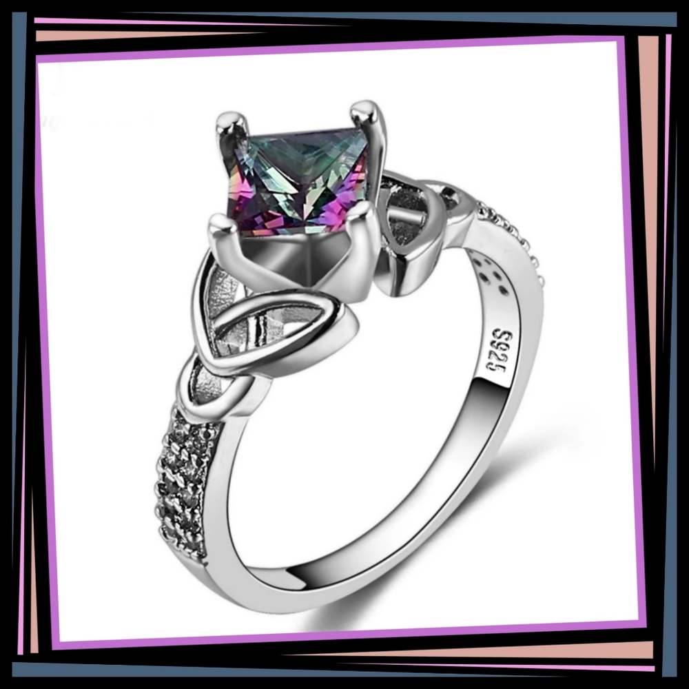 Mystic Fire Topaz S925 White Sapphire accents SZ 9